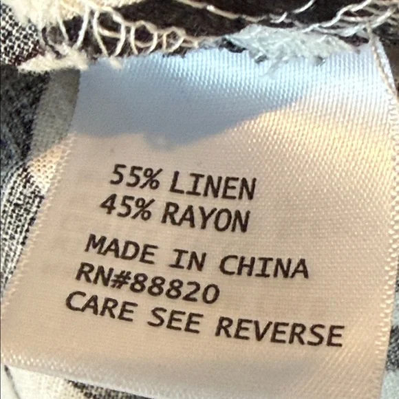 RACHEL ZOE Linen Blend Black & White Palm Leaf Print Tie Waist Top Size XL - Picture 10 of 13